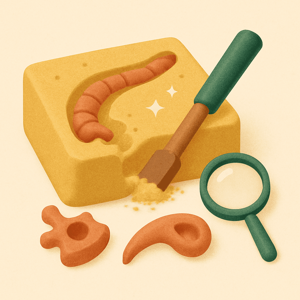 Discovery Dinosaur Fossil Dig Kit — dig brick, tools, and excavated fossil replicas