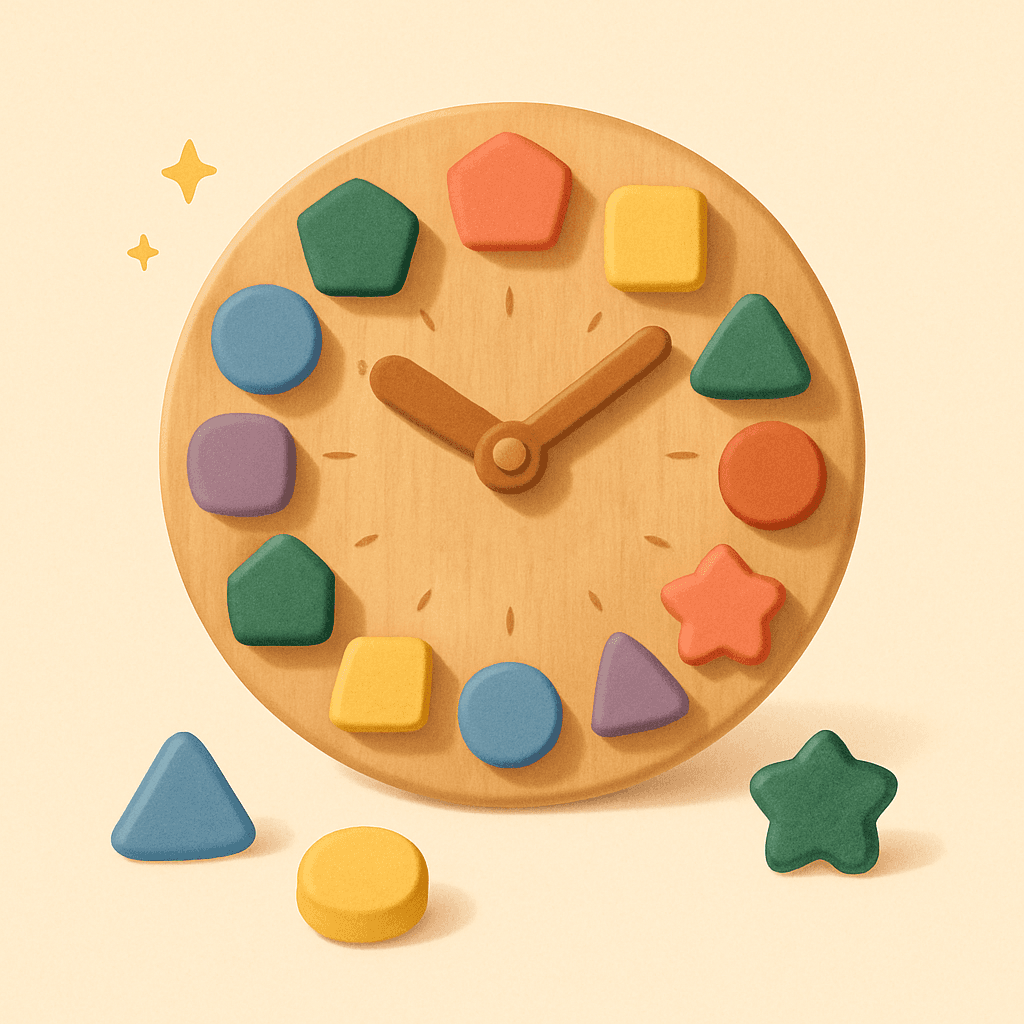 Melissa & Doug Shape Sorting Clock — wooden clock with shaped sorting pieces